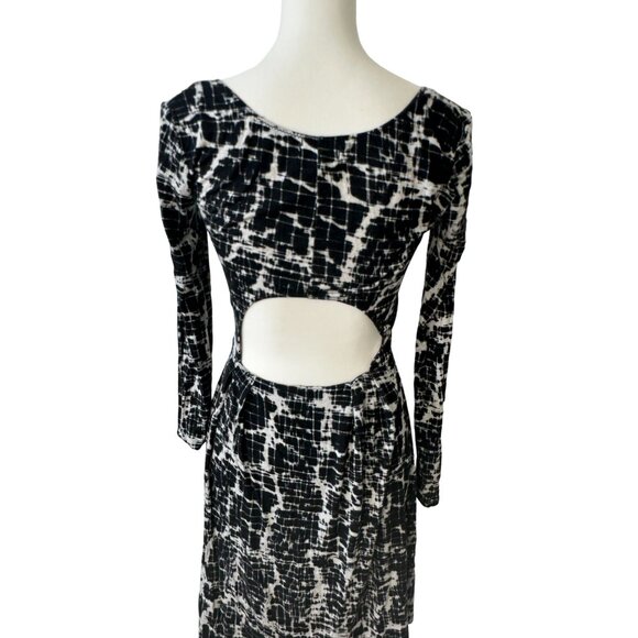 SILENCE & NOISE Black Cream Print Long Sleeve Dress Size S - Picture 7 of 7